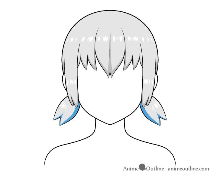Anime short pigtails hair shadows drawing