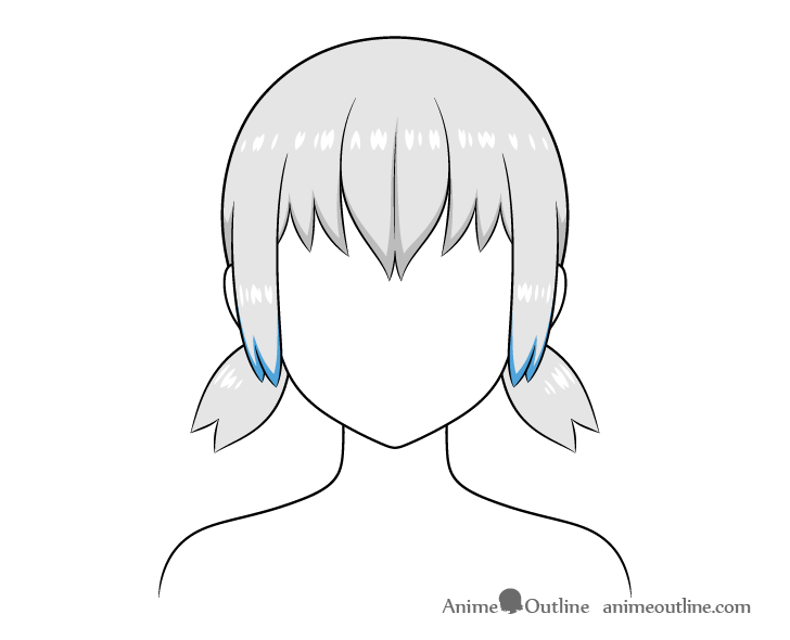 Anime short pigtails hair shadows sides drawing