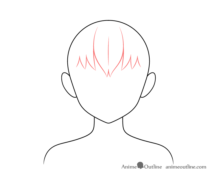 Anime short pigtails forehead hair drawing
