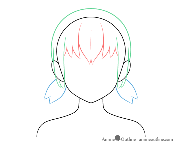 Anime short pigtails hair drawing