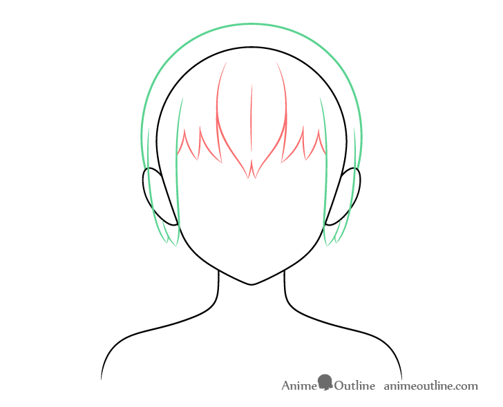 Anime short pigtails sides hair drawing