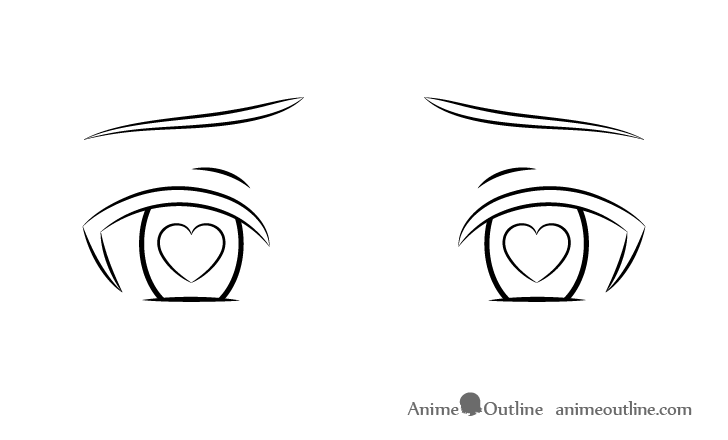 Anime heart eyes eyelids drawing