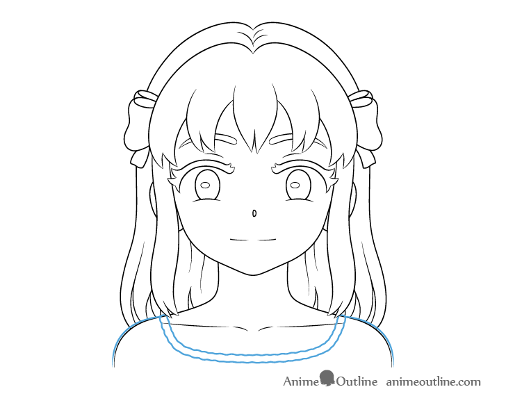 Cute girl clothes outline drawing anime style