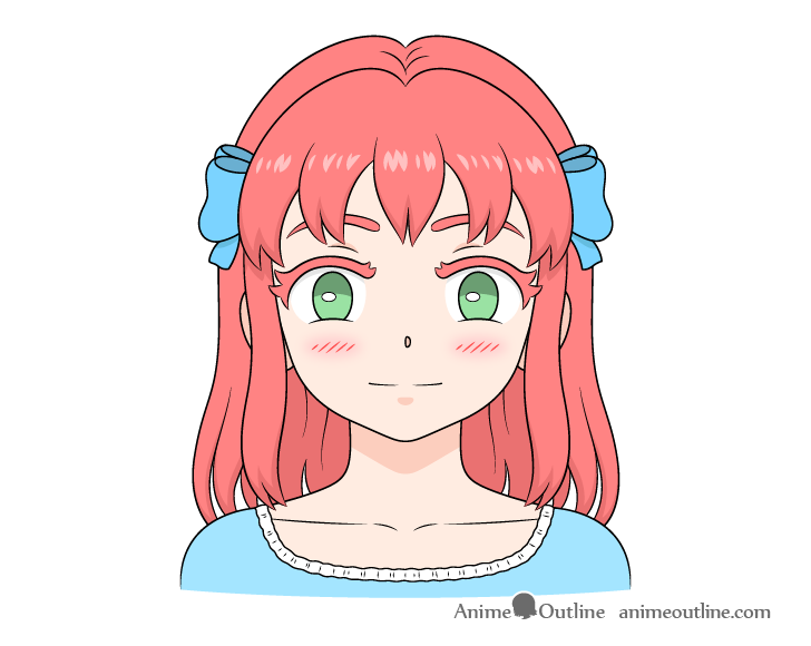 Cute girl face drawing anime style