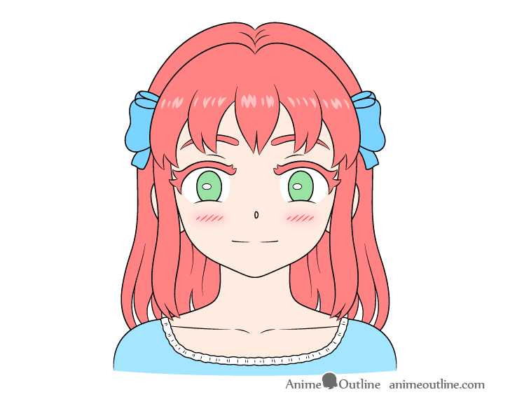 Cute girl face drawing anime style coloring