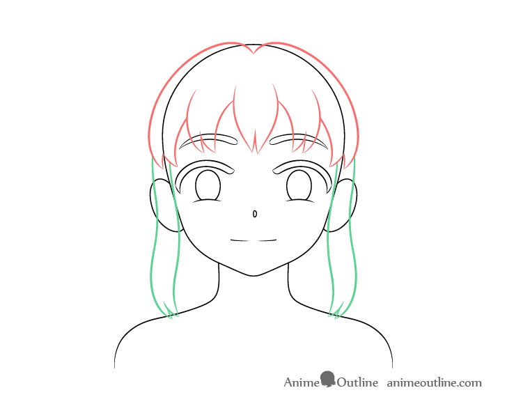 Cute girl sides hair drawing anime style