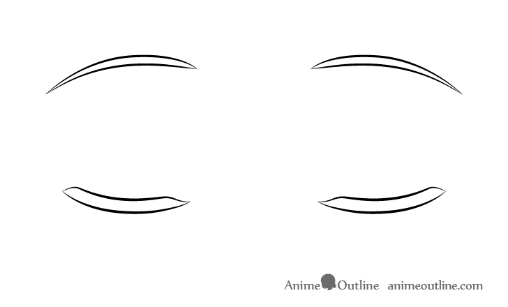 Closed anime eyes eyebrows drawing