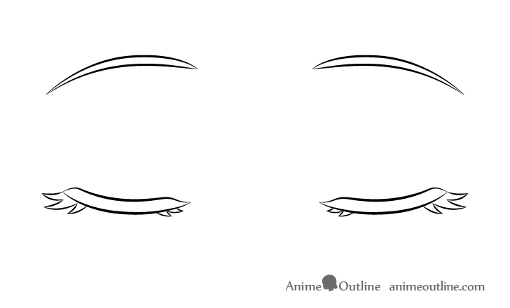 Closed anime eyes eyelashes drawing