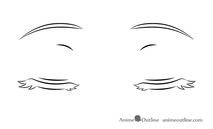 Closed anime eyes eyelashes outline drawing