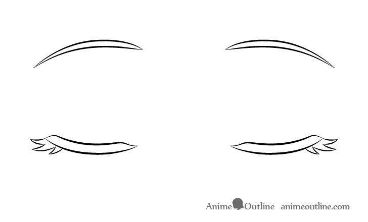 Closed anime eyes outer eyelashes drawing