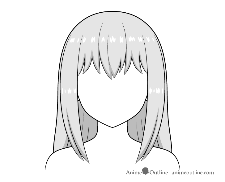 Long anime hair drawing