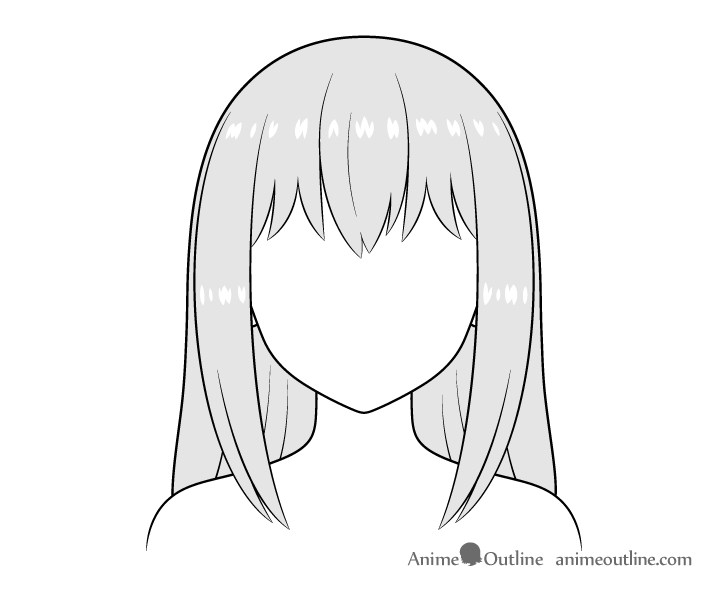 Long anime hair drawing shading