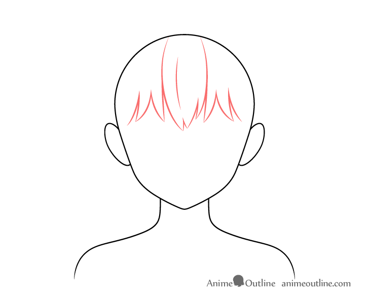 Long anime hair forehead drawing