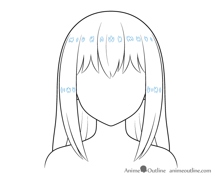 Long anime hair reflections drawing