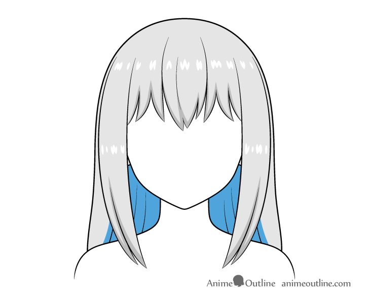 Long anime hair shadows back drawing